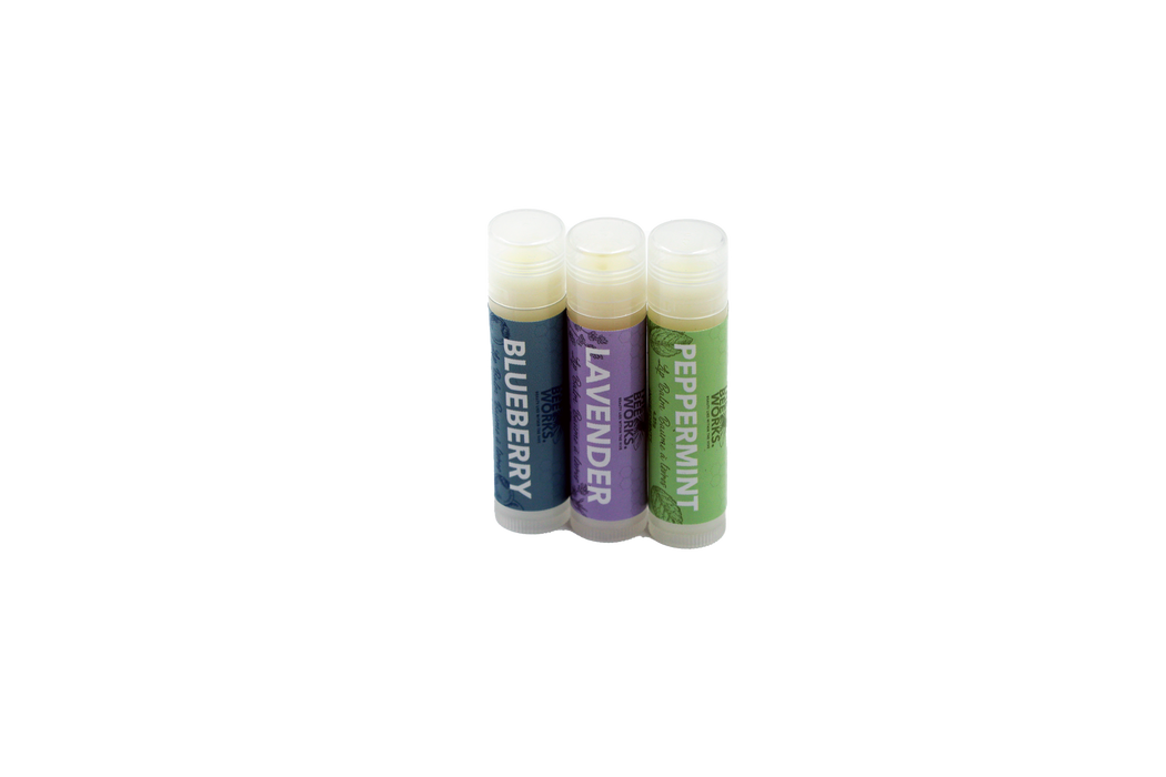 The Bee Works | Lip Balm 3 pack Blueberry, Lavender, Peppermint